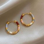 Korean Colorful Enamel Mini Metal Hoop Earrings Women Round Huggie Circle Gift