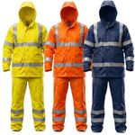 Hi Vis Rainsuit Waterproof Workwear Jacket Trousers Hi Viz Rain Suit Unisex Set