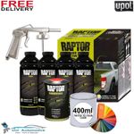 UPOL RAPTOR TRUCK BED LINER 4 BOTTLE KIT WITH FREE GUN TINTED TO COLOUR CODE