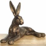Laying Hare Bronze Sculpture Figurine Leonardo Ornament Decor 26cm DAMAGED BOX