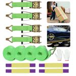 4x 5Ton Heavy Duty Breakdown Recovery Ratchet Wheel Trailer Tie Down Sling Strap