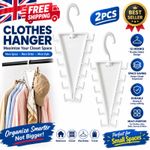 2PCS Rotatable V Shaped Clothes Hanger with 12 Hooks Closet Storage Rack