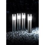 Bollard Solar Stake Lights 4pc Metal Garden Path Driveway Outdoor White Lighting