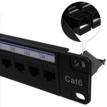 24 Port Rack Mount RJ45 CAT6 Gigabit Through Coupler Patch Panel with Back Bar