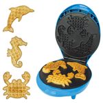 Waffle Maker Animal Shaped 3 in 1 Sea Life Non Stick Cool Touch Blue Round 1000W