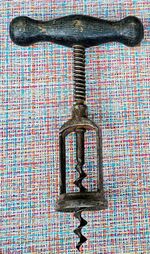 Vintage Red Enamel Metal Handle Corkscrew Mid-Century Modern