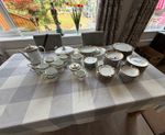 Vintage Sone China Japan 12 place Dining & Tea Set - 2477 Black & Gold Lattice