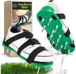 Lawn Aerating Spiked Shoes Grass Aerator Sandals Adjustable Straps Green Pair