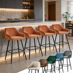 Set of 2/4 Bar Stools Velvet Metal Leg Breakfast Kitchen Padded Chairs Home