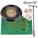 40cm 16" Roulette Wheel Set game Including Felt, Chips, Cards & Rake UK