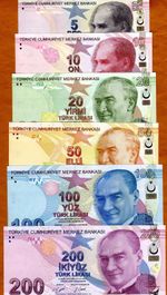 SET Turkey 5-10-20-50-100-200 Lira (2017-2024) P-222-223-224-225-226-227 UNC