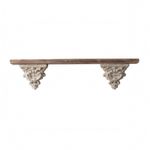 Carved Wall Shelf Distressed Finish Home Storage Solid Wood