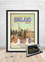 ENGLAND  V CROATIA DALLAS illustrated retro style poster A1 A2 A3 A4