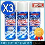3 x ELECTRICAL CONTACT CLEANER 200ML SWITCH CLEAN AEROSOL SPRAY CAN DIRT REMOVER