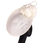 BRAND NEW LARGE CREAM SINAMAY FASCINATOR, FLOWERS AND QUILL, SPRING RACING