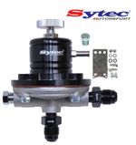 SYTEC 1:1 SAR ADJUSTABLE 5 BAR FUEL PRESSURE REGULATOR BLACK -6 AN6 JIC6 UNIONS