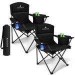 Voyager Camping Chair Lightweight Portable Folding Chair with Cooler Bag 2 Pack