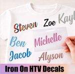 Personalised Iron On Names HTV Vinyl Decals Transfer Fabric Clothes Bag Shirt FA