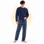 Heat Machine Men's Brushed Flannel Pyjama Micro Fleece Check PJ Winter Nightwear