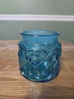 Vintage LE Smith Small Blue Moon and Stars Canister NO LID - 5" H