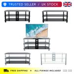 Glass TV Floor Stand Unit, Up To 55" TVs, Choice of Finishes, Glass Shelving