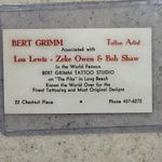Vintage BERT GRIMM Tattoo Business Card From The Long Beach Pike -RARE-