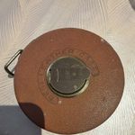 Vintage west-GermanChest Leather Wind-Up Tape Measure Reel, Leather Cased, Brown