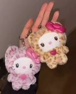 ASSORTMENT Cute Sanrio Plush Keyring Leopard Hello Kitty Keychain Bag Charm