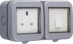 BG Electrical Outdoor Single Unswitched Power Wall Plug Socket and Single Wall S