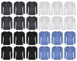 6 x Mens Thermal Long Sleeve Top Underwear Shirt Set Warm Baselayer Fleece Vest