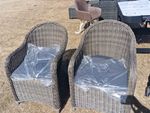 Grey Rattan/Wicker Modern Outdoor Garden Chairs 2-Piece Set Smooth 45x45x70cm 