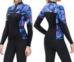 2mm Neoprene Wetsuits Jacket for Women Long Sleeve Front Zipper - Purple Large