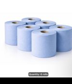 6 x Jumbo Workshop Hand Towel Rolls 2 Ply Centre Feed Wipes Embossed
