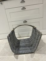 Grey Kubu Rattan Fireplace Wood Kindling Storage Holder Open Ended Log Basket