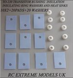 20x2 TO-220 Transistor  BUSHING INSULATION  INSULATING WASHERS AND HEAT SINK Kit