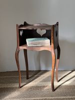 Vintage French Heart Motif Wooden Bedside Table