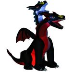 HOMCOM 7FT Inflatable Halloween Dragon with 2 Heads, LED Outdoor Decoration