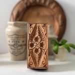 Antique Treen Rectangular Butter Stamp Floral