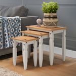 Corona Nest of Tables White Wax Piccolo Solid Pine 3 Living by Mercers Furniture