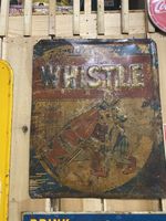 Vintage RARE Whistle Orange Soda Gnome Bottle Square Metal Patina Sign 30" x 25"