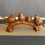BY181 - 20 CM Long Hand Carved Boxwood Figurine Carving - 4 Little Birds