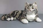 Vintage Dated 1990 Winstanley Tabby Cat Lying Down Large Size 6 36cm Signed