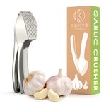 Premium Garlic Press Easy to Use and Clean Garlic Crush Large -  Olivers Kitchen