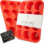 AVANA Silicone Muffin Tray BPA Free Muffin Cups Baking Pan Muffin Pan - Red