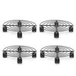 4PCS Pot Stand Metal Stand Caddy Holder Mover Trolley Plate Plant Round on Wheel