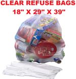 Large Strong Clear Plastic Polythene Bin Liners Waste Bags Sacks 18"x29"x39 160G