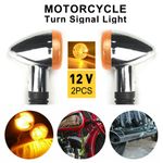 Pair Chrome Bullet Metal Motorcycle Motorbike Turn Signal Light Indicator Amber