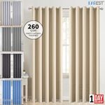 260GMS 2PCS Thermal Blackout Curtains Eyelet Ring Top Ready Made Thick Luxury