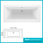 Double Ended Bath Heavy Duty 1700/1800mm White Acrylic Bath Modern Bathroom 