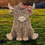 TARTAN BOW  SITTING HIGHLAND COW ORNAMENT